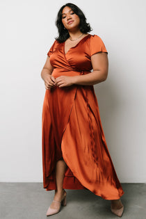 Krystal Satin Wrap Gown | Copper ...